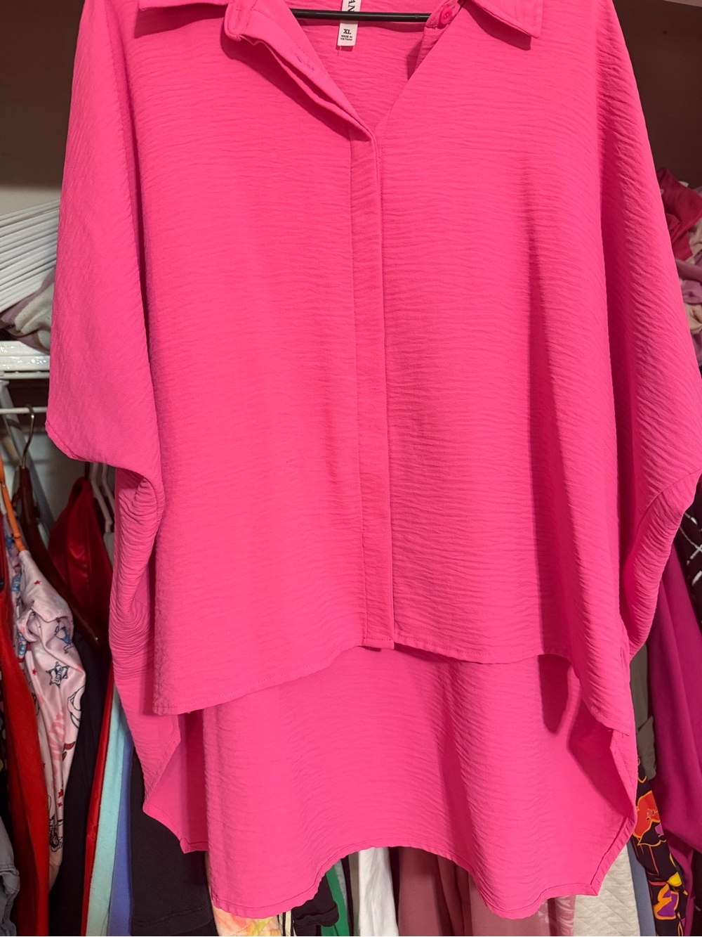 Hot Pink Women's Button-Front Blouse - Zenana